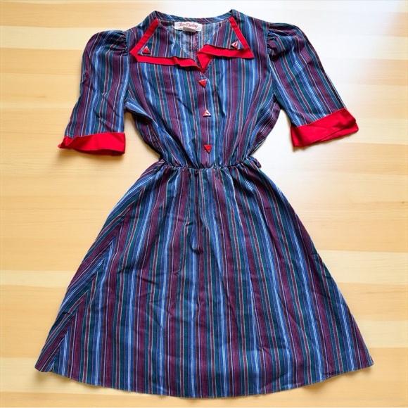 Vintage Jane Darling Kids Striped Dress – Union Made in USA – Girls Size 10 - Picture 1 of 10